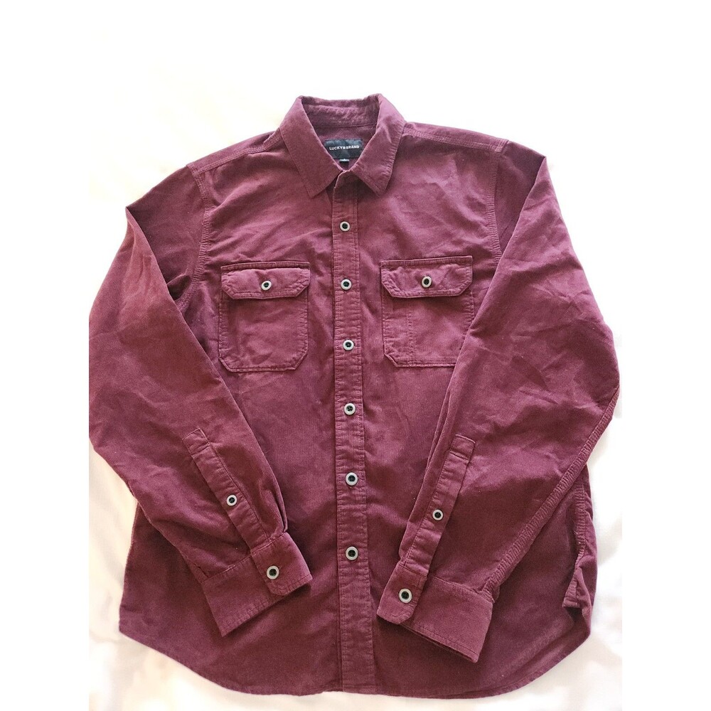 ​Lucky Brand Mends Small Burgundy Corduroy Utility Button Down Shirt